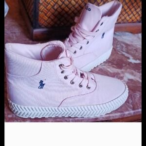 Pink High-Top Sneakers with Logo